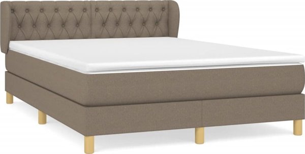 vidaXL Κρεβάτι κοντινεντάλε με στρώμα, taupe, υφασμάτινο, 140x190 εκ.