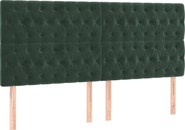 vidaXL Zaglowek do lozka z LED, ciemnozielony, 180x7x118/128 cm