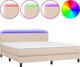 vidaXL Λότζκο κοντινεντάλνε με στρώμα και LED cappuccino 180x200 cm