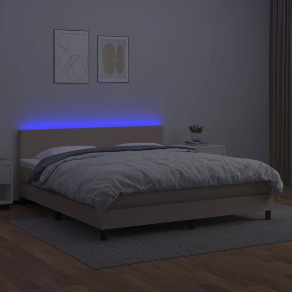 vidaXL Λότζκο κοντινεντάλνε με στρώμα και LED cappuccino 180x200 cm