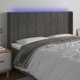 vidaXL Κεφαλάρι Κρεβατιού με LED, Σκούρο Γκρι, 203x16x118/128cm, Βελούδο