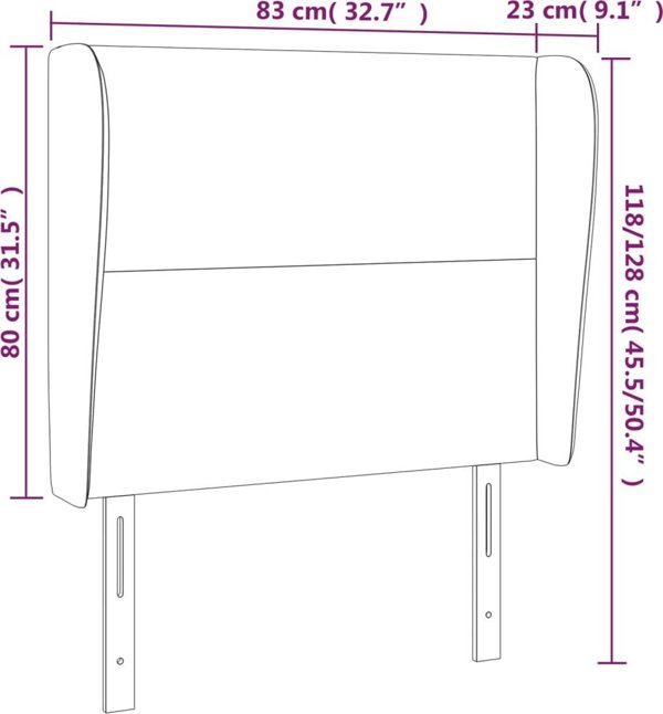 vidaXL Κεφαλάρι Uszak, μαύρο, 83x23x118/128 cm, συνθετικό δέρμα
