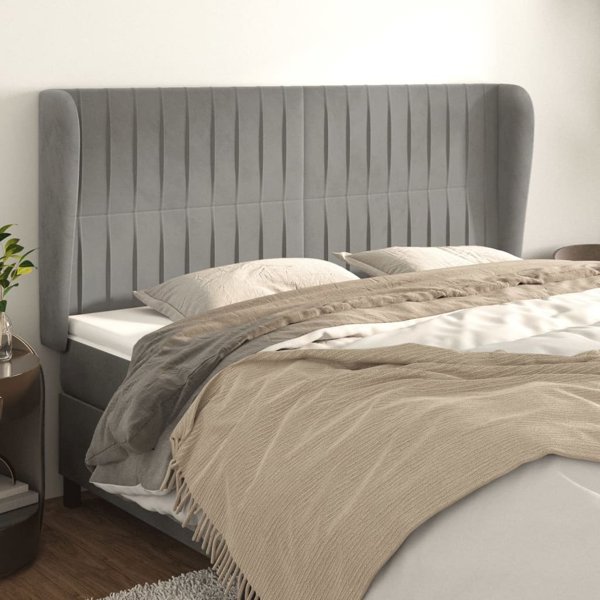 vidaXL Προσκεφαλάς uszak γκρι ανοιχτό 163x23x118/128 cm βελούδο
