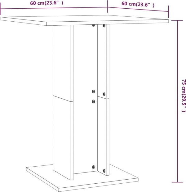 vidaXL Τραπεζάκι bistro, καπνιστή δρυς, 60x60x75 εκ.