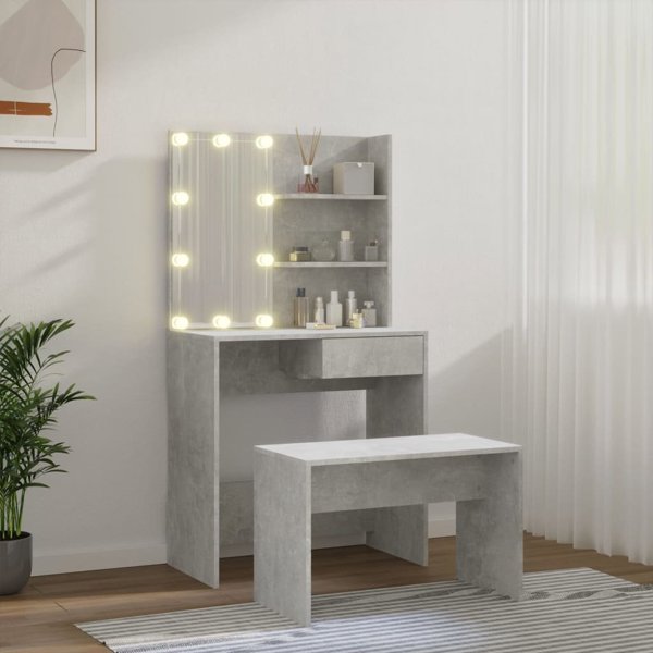 vidaXL Σετ τουαλέτας με φωτισμό LED, απόχρωση τσιμέντου
