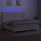 vidaXL Κοντινεντάλ κρεβάτι με στρώμα, κρεμ ύφασμα 200x200cm