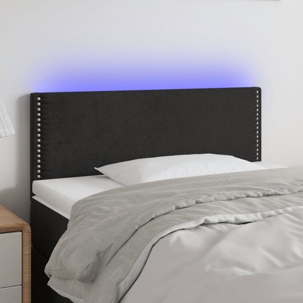 vidaXL Zaglohek do lozha me LED, mavro, 100x5x78/88 cm, aksamit