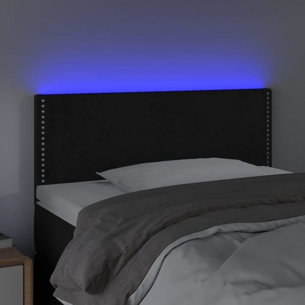 vidaXL Zaglohek do lozha me LED, mavro, 100x5x78/88 cm, aksamit