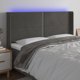 vidaXL Zaglowek do lozka z LED, ciemnoszary, 203x16x118/128cm, aksamit