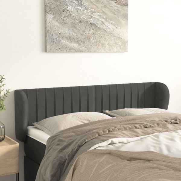vidaXL Zaglowek uszak ciemnoszary 147x23x78/88 cm aksamitny