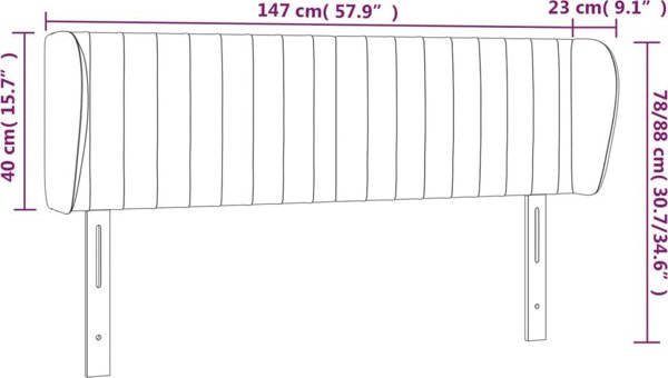 vidaXL Zaglowek uszak ciemnoszary 147x23x78/88 cm aksamitny