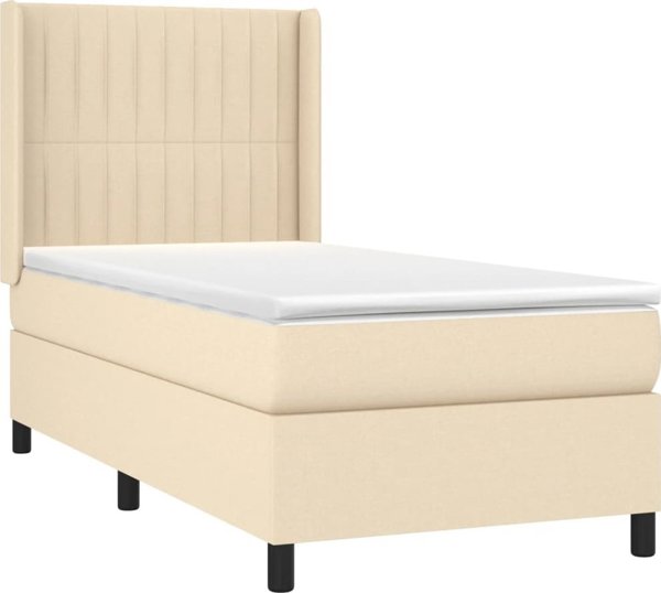 vidaXL Κρεβάτι Continental με Στρώμα, Εκρού, 80x200 cm, Υφασμάτινο