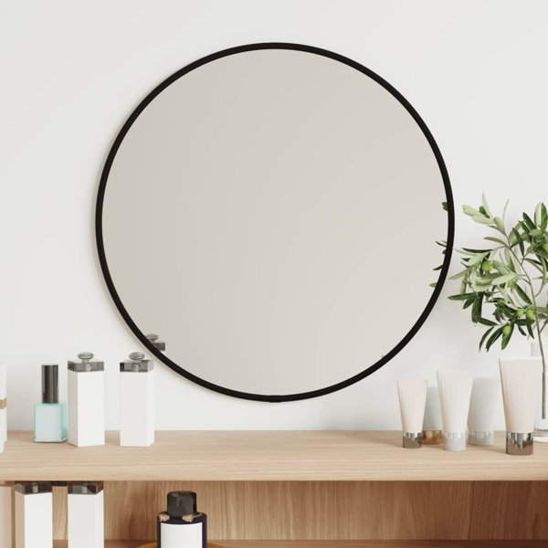 vidaXL Καθρέφτης τοίχου, μαύρος, 40 cm, στρογγυλός