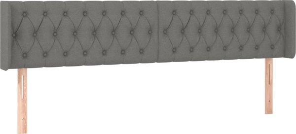 vidaXL Κεφαλάρι κρεβατιού με LED, σκούρο γκρι, 203x16x78/88 εκ., ύφασμα