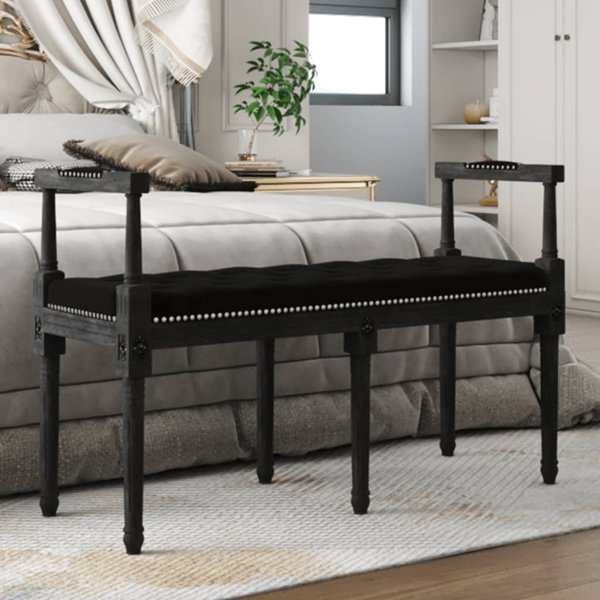 vidaXL Πάγκος, Μαύρος, 110x40x70 εκ., με Επιφάνεια Απαλή Βελούδινη