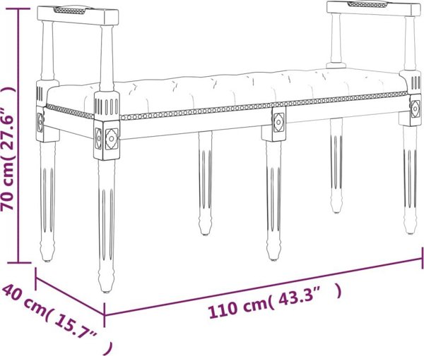 vidaXL Πάγκος, Μαύρος, 110x40x70 εκ., με Επιφάνεια Απαλή Βελούδινη