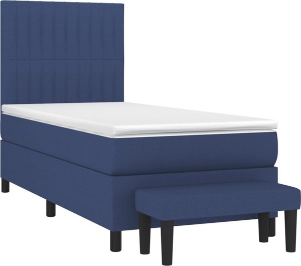 vidaXL Λύση κρεβατιού με στρώμα, μπλε ύφασμα, 90x190 εκ
