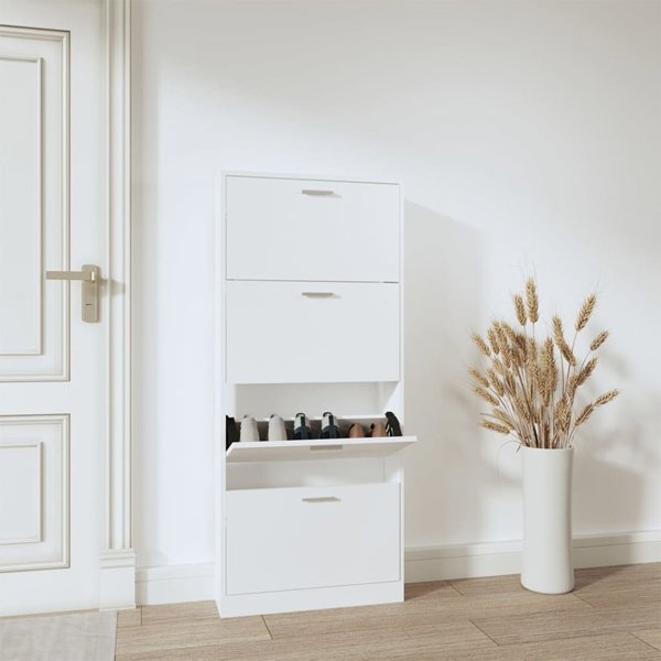 vidaXL Szafka για παπούτσια, λευκή, 59x17x150 cm, από ξύλο MDF