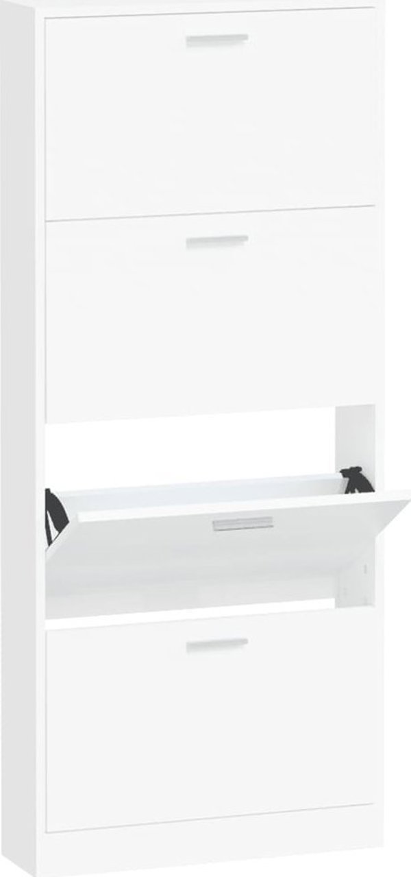vidaXL Szafka για παπούτσια, λευκή, 59x17x150 cm, από ξύλο MDF