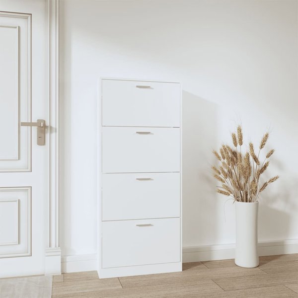 vidaXL Szafka για παπούτσια, λευκή, 59x17x150 cm, από ξύλο MDF