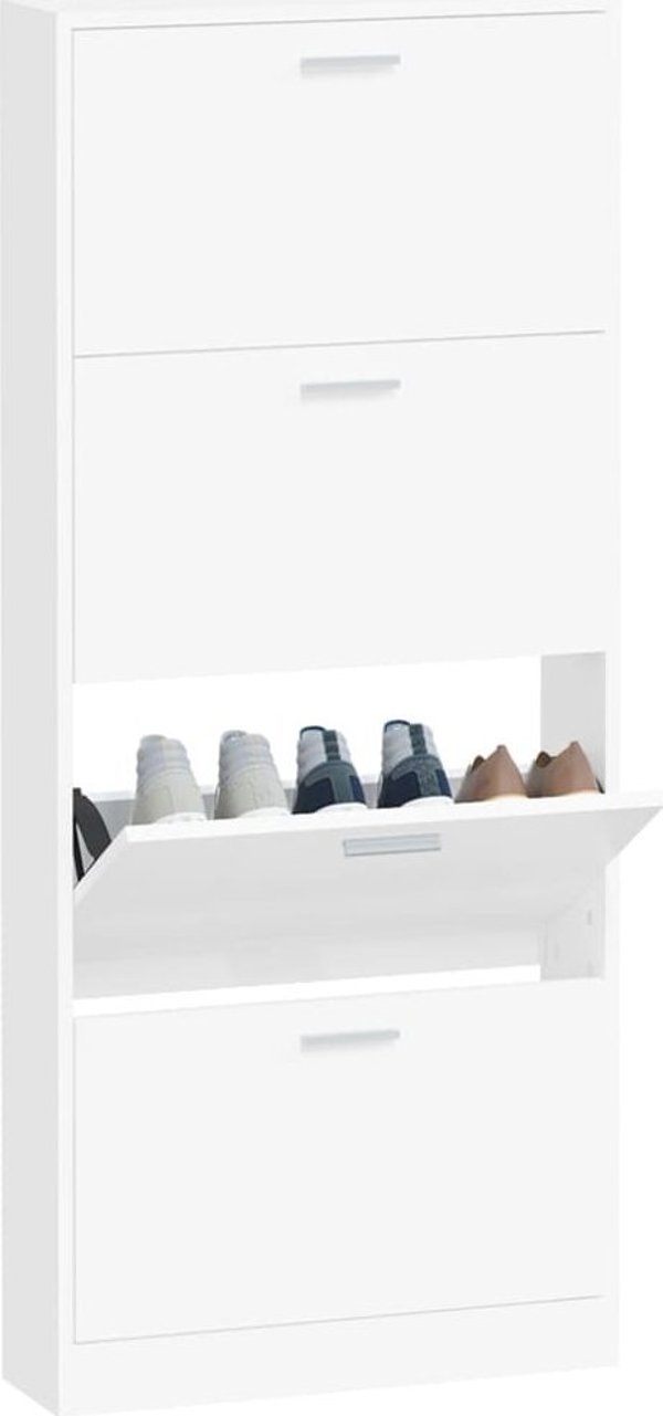 vidaXL Szafka για παπούτσια, λευκή, 59x17x150 cm, από ξύλο MDF