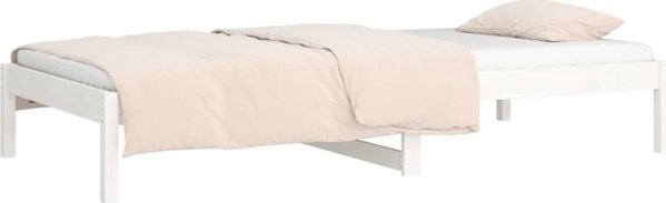 vidaXL Λευκό καναπέ-κρεβάτι, 80x200 εκ, μασίφ ξύλο πεύκου