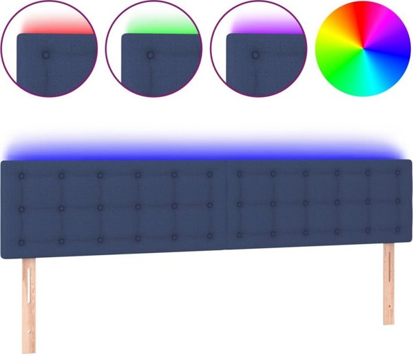 vidaXL κεφαλάρι κρεβατιού με LED, μπλε, 200x5x78/88 εκ, ύφασμα