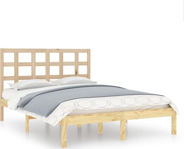 vidaXL Rama κρεβατιού από μασίφ ξύλο, 135x190 cm, διπλό