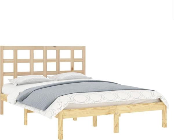 vidaXL Rama κρεβατιού από μασίφ ξύλο, 135x190 cm, διπλό
