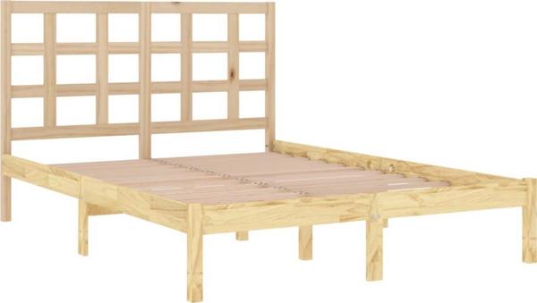 vidaXL Rama κρεβατιού από μασίφ ξύλο, 135x190 cm, διπλό