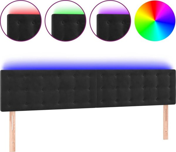vidaXL Κεφαλάρι κρεβατιού με LED, μαύρο, 180x5x78/88 εκ., βελούδο
