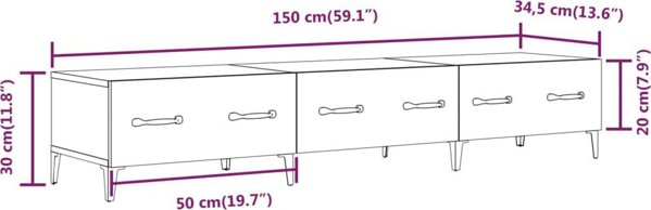 vidaXL Szafka pod TV, szarosc betonu, 150x34,5x30 cm
