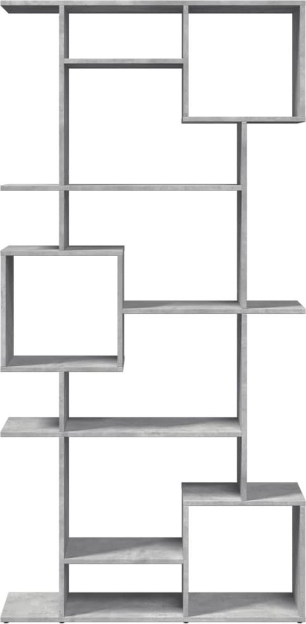 vidaXL Ράφι, απόχρωση γκρι μπετό, 92x29x188 cm, ξυλοπολυμερές υλικό