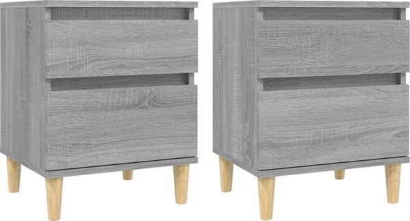vidaXL Κομοδίνα, 2 τεμ., αποχρώσεις ξύλου Sonoma σε γκρι, 40x35x50 εκ.