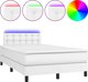 vidaXL Lozko kontynentalne z materacem i LED, biala ekoskora 120x200 cm