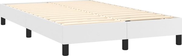 vidaXL Lozko kontynentalne z materacem i LED, biala ekoskora 120x200 cm