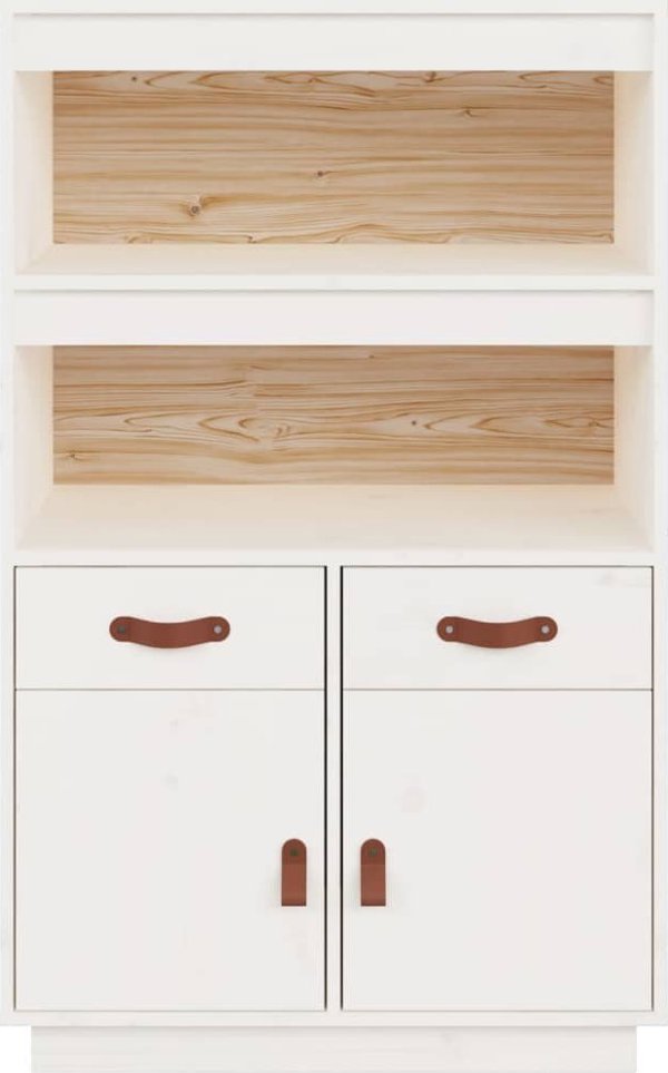 vidaXL Ντουλάπι, λευκό, 67x40x108,5 εκ., από μασίφ πεύκο
