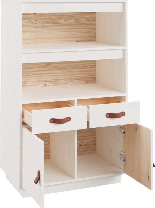 vidaXL Ντουλάπι, λευκό, 67x40x108,5 εκ., από μασίφ πεύκο