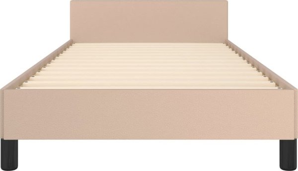 vidaXL Rama κρεβατιού με κεφαλάρι, cappuccino, 90x200 εκ., συνθετικό δέρμα