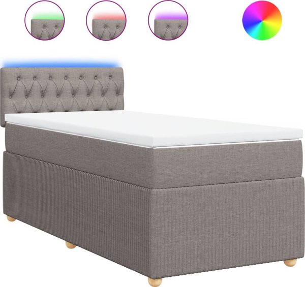 vidaXL Λουτζκο κοντινενταλ με στρωμα, taupe, υφασμα, 90x200 cm