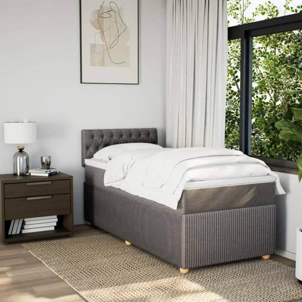 vidaXL Λουτζκο κοντινενταλ με στρωμα, taupe, υφασμα, 90x200 cm