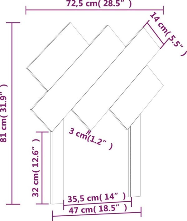 vidaXL Κεφαλάρι Κρεβατιού, Μαύρο, 72,5x3x81 εκ, Μασίφ Πεύκο