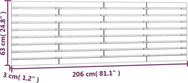 vidaXL Κεφαλάρι κρεβατιού, καφέ μέλι, 206x3x63 εκ, από μασίφ πεύκο