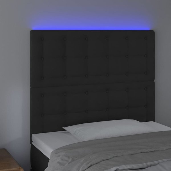 vidaxL Κεφαλάρι κρεβατιού με LED, μαύρο, 90x5x118/128 εκ., βελούδο