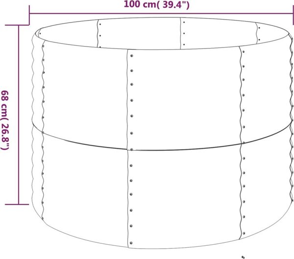 vidaXL Donica ogrodowa, malowana proszkowo stal, 100x100x68 cm