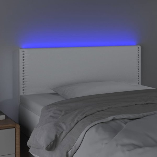 Κεφαλάρι κρεβατιού με LED vidaXL, λευκό, 100x5x78/88 εκ., συνθετικό δέρμα