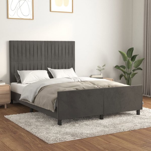 vidaXL Rama lozka z zaglowkiem ciemnoszara 140x200 cm aksamitna