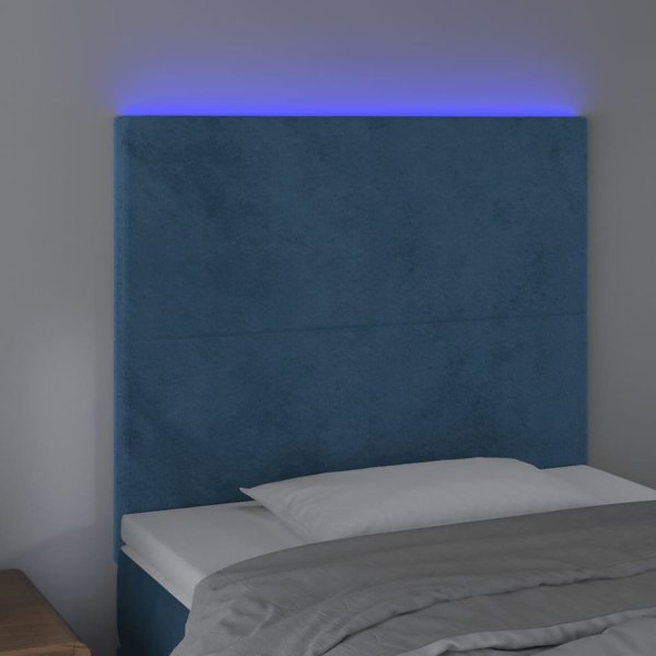 vidaXL Zaglowek do lozka z LED, ciemnoniebieski, 80x5x118/128 cm