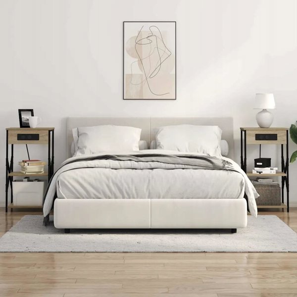 vidaXL Σετ 2 Κομοδίνα με Ράφι, Σονόμα Δρυς, 41 x 31 x 76 cm