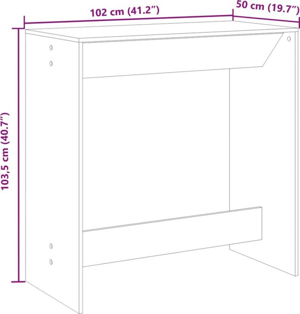 vidaXL Σκαμπό μπαρ, λευκό, 102x50x103,5 εκ, ξυλώδες υλικό